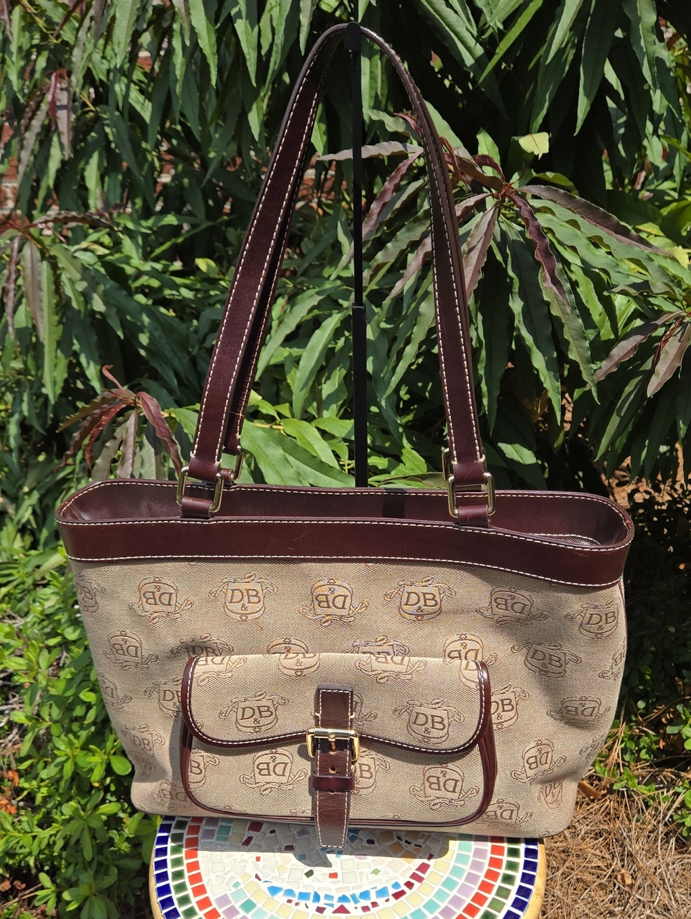 Dooney & Bourke Vintage Canvas Logo Shoulder Tote